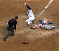 Derek Jeter slides into home as Red Sox catcher Victor Martinez.... umm never mind, whatever, the Yankees won anyway.